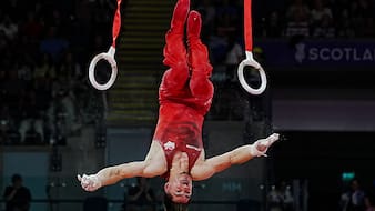 England's Gabriel Langton Takes Scary Fall During CWG Gymnastics Final - Video