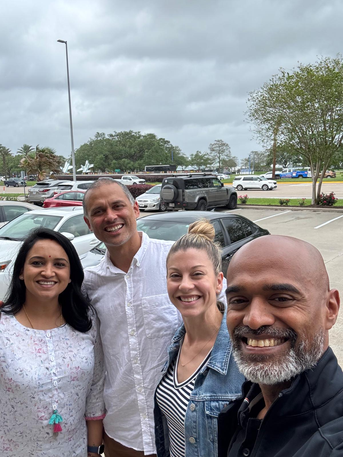 Actor Lena Kumar (wife of Prashant), Anil Menon, Anna Menon and Prasanth B Nair in the USA. Actor Lena Kumar (wife of Prashant), Anil Menon, Anna Menon and Prasanth B Nair in the USA.