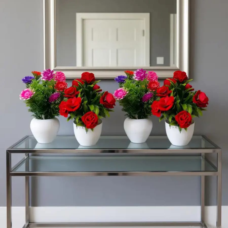 Click here to buy: M CREATION Set of 4 Attractive Artificial Flower Plant