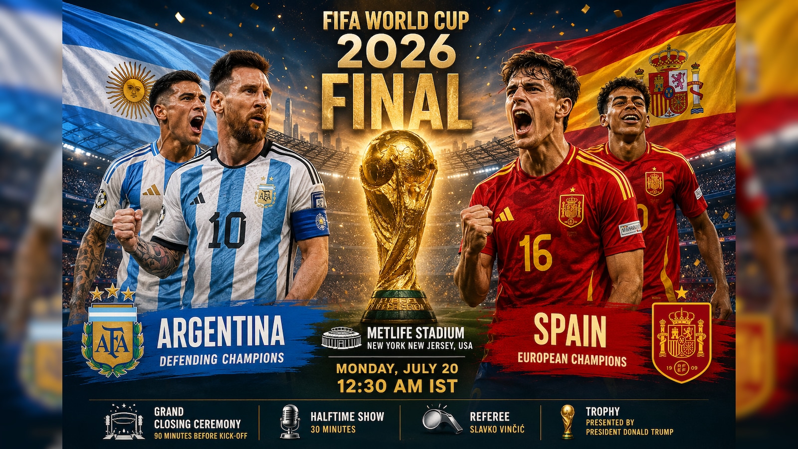 FIFA World Cup 2026 Final Live Streaming, Telecast: When, Where To Watch Argentina vs Spain Match?