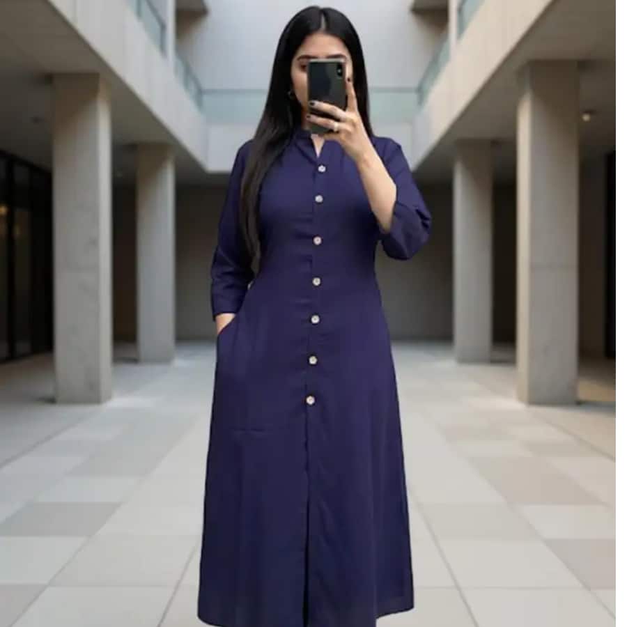 Click here to buy: VISVA DESIGNER Women Solid Kurta (Blue)