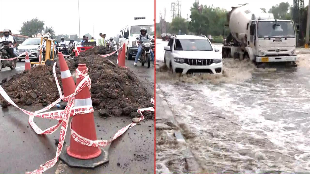 First Monsoon Rain, Same Chaos: NH-48 Cave-In Sparks Gridlock in Gurugram