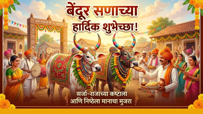 Happy Bendur 2026 Wishes 28+: बैलांच्या कष्टाचा सन्मान करणारा सण आला, बेंदूर सणाच्या पाठवा खास शुभेच्छा