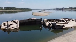 Danube River Shrinks, Revealing WWII German Warship Wrecks Carrying Live Ammunition