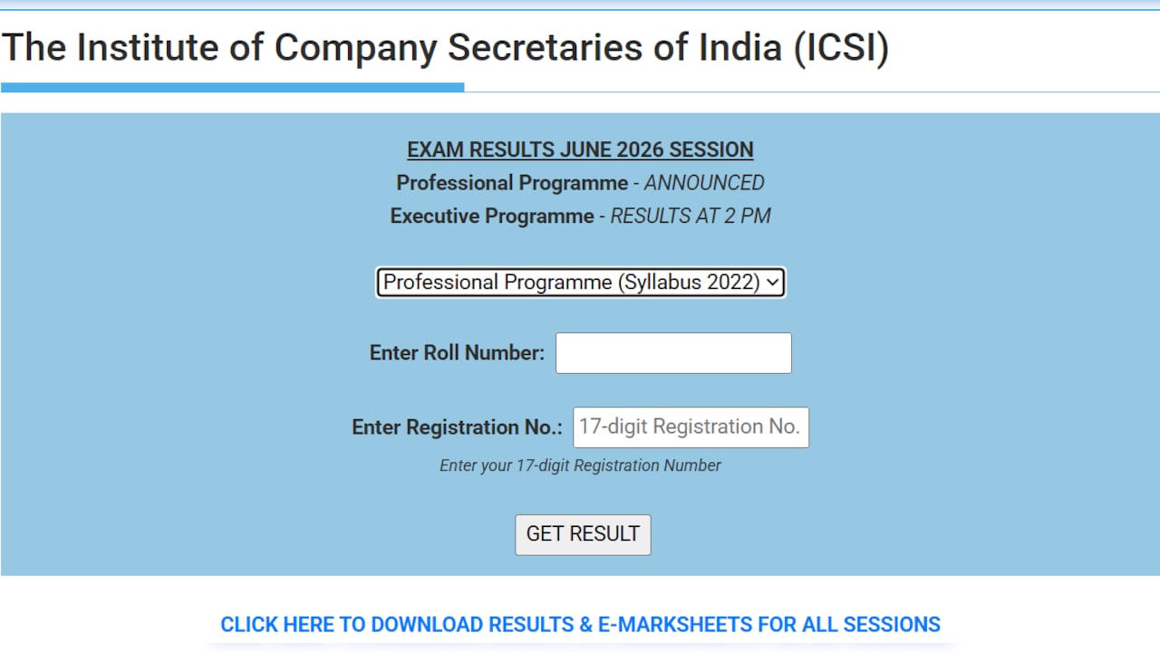 ICSI Result June 2026 Out: Check Direct Link And Steps To Download CS Professional Scorecard