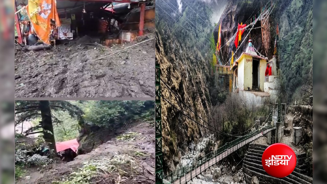कल्पेश्वर मंदिर के ऊपर भारी भूस्खलन, मंदिर परिसर को नुकसान; चमोली में लगातार बारिश बनी मुसीबत