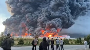 Video: Apocalyptic Blaze After Massive Drone Attack Hits Moscow Region
