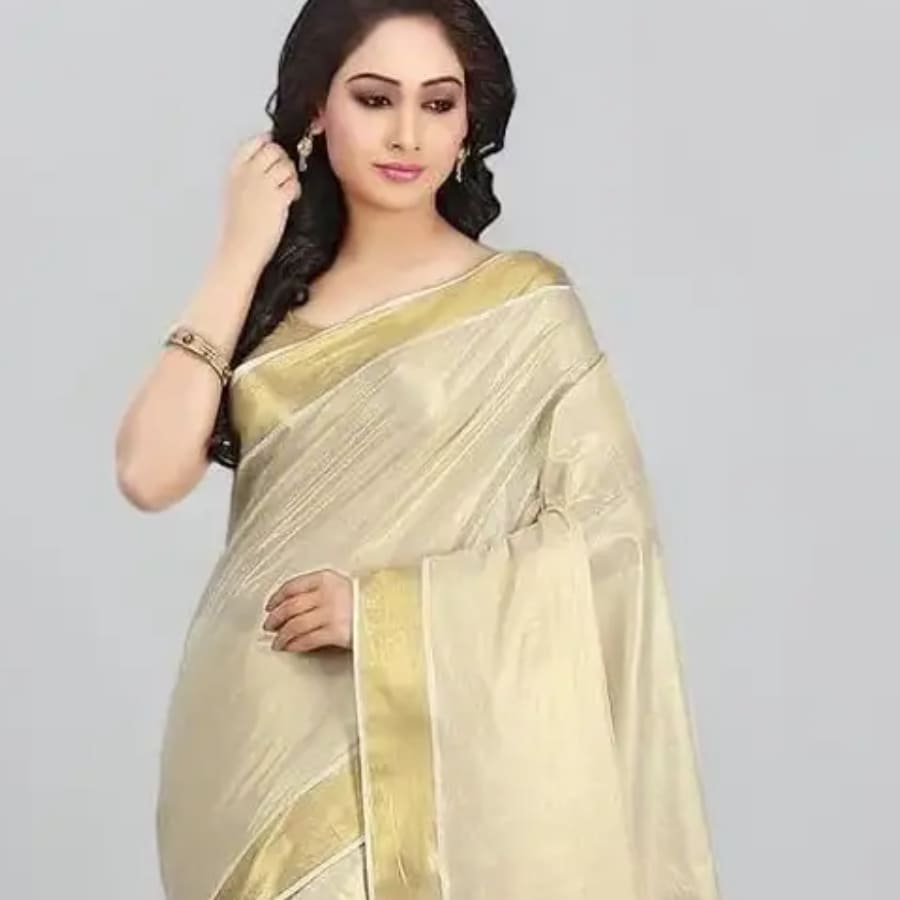 Click here to buy: K K Selvaam Tex Solid/Plain Kasavu Cotton Blend Tissue Saree (Gold) Click here to buy: K K Selvaam Tex Solid/Plain Kasavu Cotton Blend Tissue Saree (Gold)