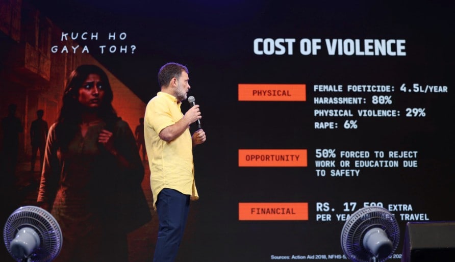 Rahul Gandhi pointed out the various statistics about crimes against women and the discrimination they face Rahul Gandhi pointed out the various statistics about crimes against women and the discrimination they face