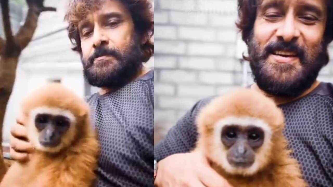 Chiyaan Vikram Faces Backlash After Posting Video With Pet Lar Gibbon