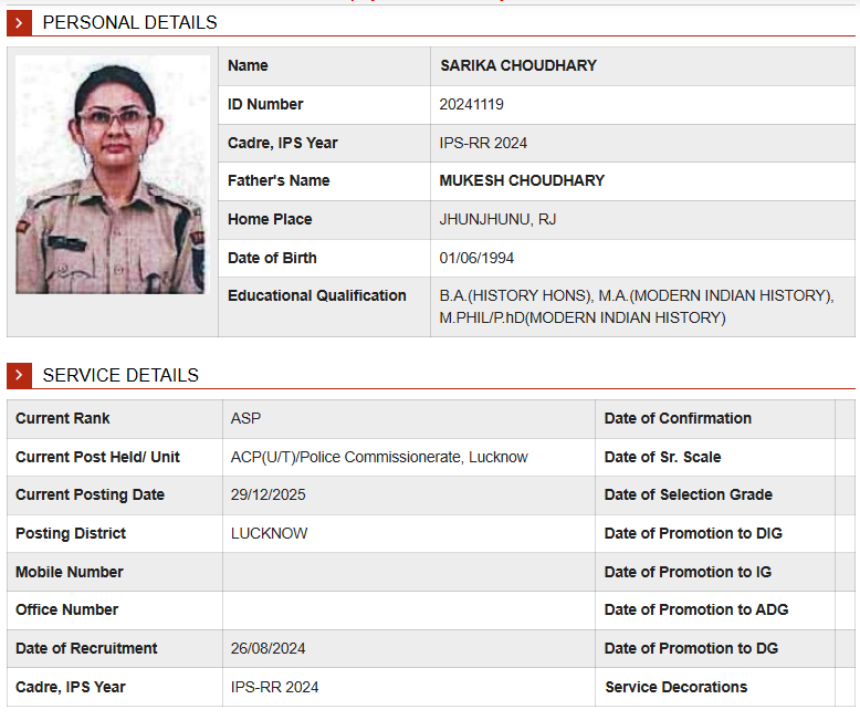 ips sarika choudhary asp saharampur up success story upsc