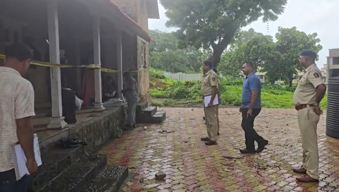 The police at the spot where the woman was raped 