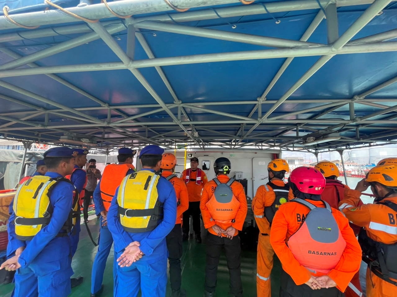 Rescue officers prepare for a search and rescue operation after a deadly fire on a ferry Rescue officers prepare for a search and rescue operation after a deadly fire on a ferry