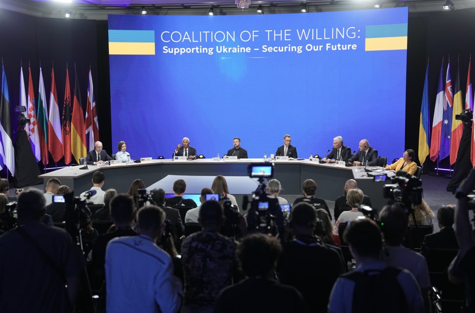 Volodymyr Zelenskyy during the Coalition of the Willing meeting in Kyiv, on Aug. 24. (Bloomberg) Volodymyr Zelenskyy during the Coalition of the Willing meeting in Kyiv, on Aug. 24. (Bloomberg)