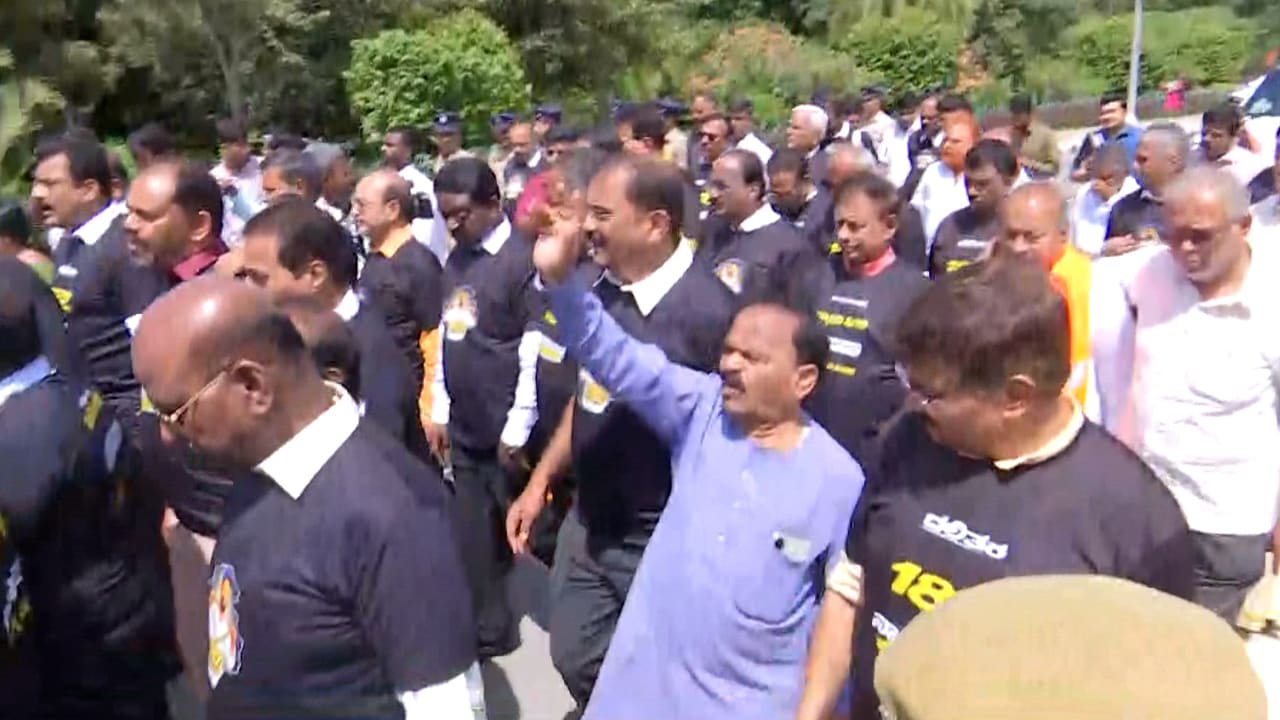 Karnataka BJP MLAs March To Vidhana Soudha, Demand Minister B Nagendra's Resignation