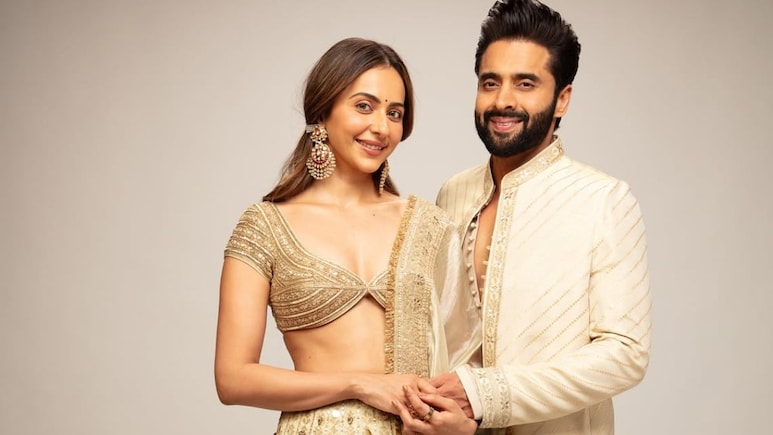 Rakul Preet Singh And Jackky Bhagnani In Matching Ivory Looks Make One Ethnic Chic Couple