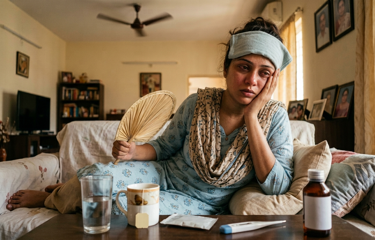 Taking multiple medications for a throat infection can cause body heat to rise