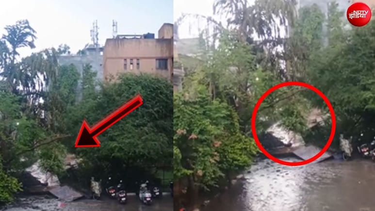 VIDEO: बारिश को झेल नहीं पाया दिल्ली का ये स्कूल, भरभराकर गिरी दीवार