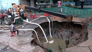 Video: Gurugram Road Caves In Day After Rain, Waterlogging