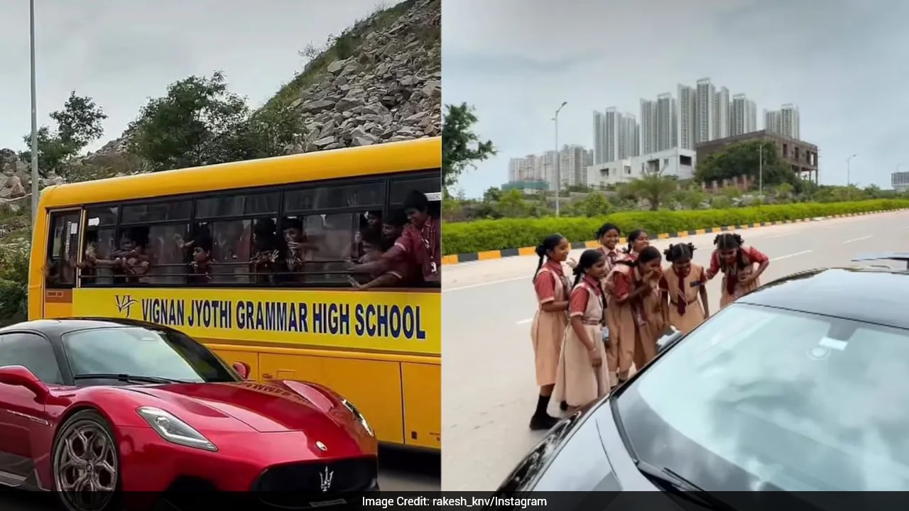 Man Spots Excited Schoolchildren On Bus, Surprises Them With Dream Supercar Experience