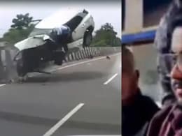 Video: Atiq Ahmed's Son's Creta Flung Into Air, Overturned After Deadly Crash