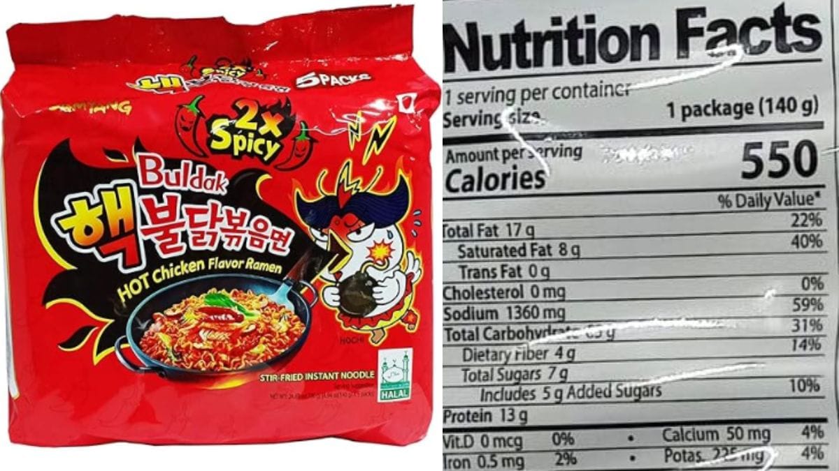 Buldak Ramen contains more than 1,000 mg sodium in one packet. Photo: Amamzon