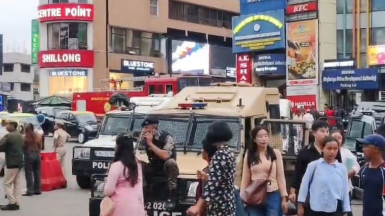 Heavy Security In Shillong's Police Bazaar Amid Tension Over Taxi Attacks