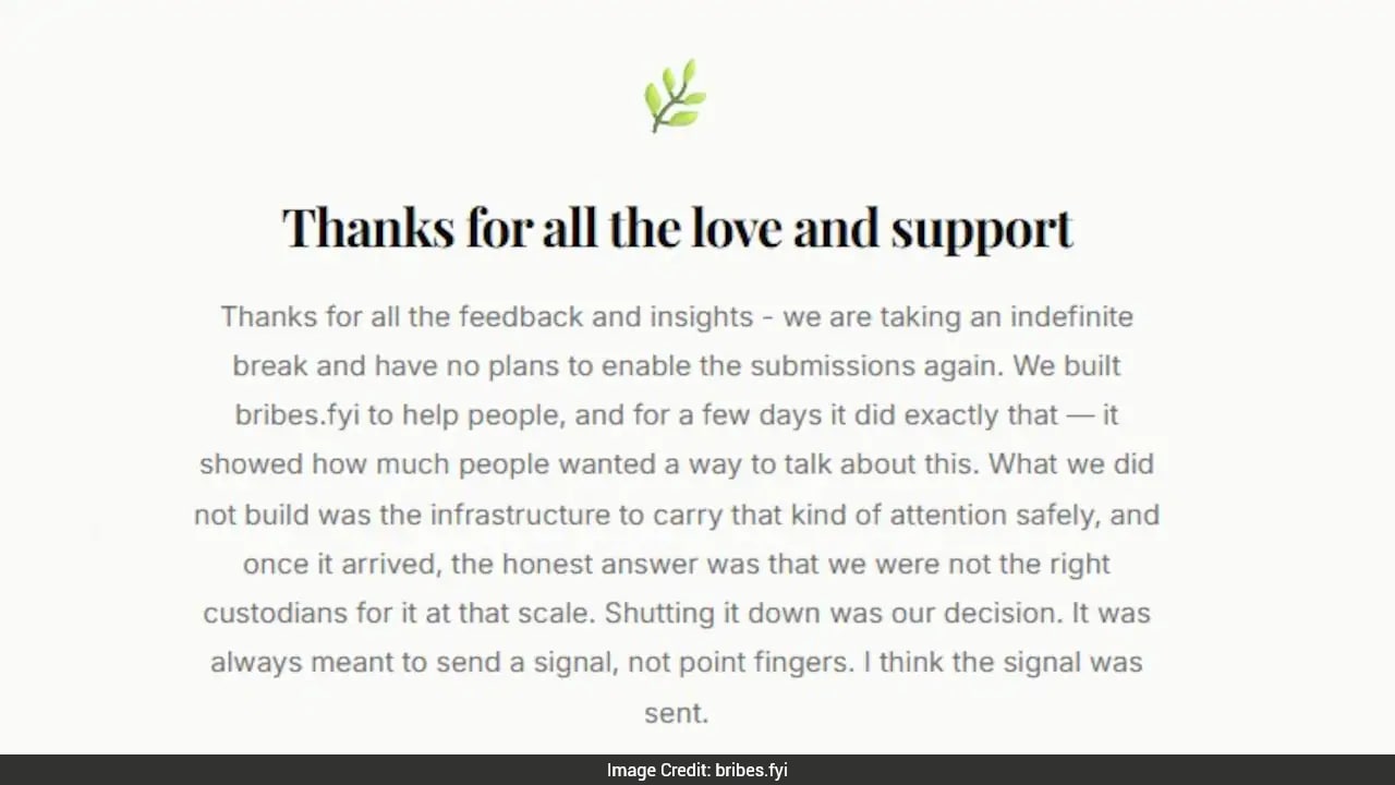 Anti-Corruption Website Bribes.fyi Shuts Down 'Indefinitely' After Viral Popularity