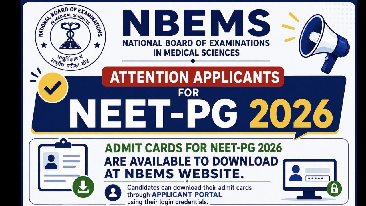 NEET PG 2026 Admit Card Out: Here's Direct Link To Download, Exam On August 30
