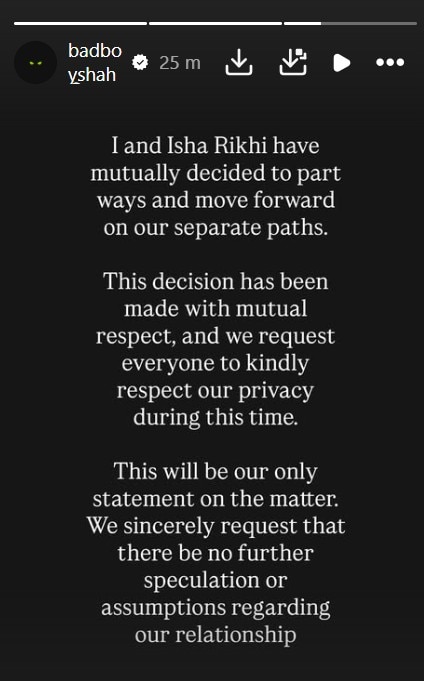 Screenshot of Badshahs Instagram Story. Screenshot of Badshahs Instagram Story.