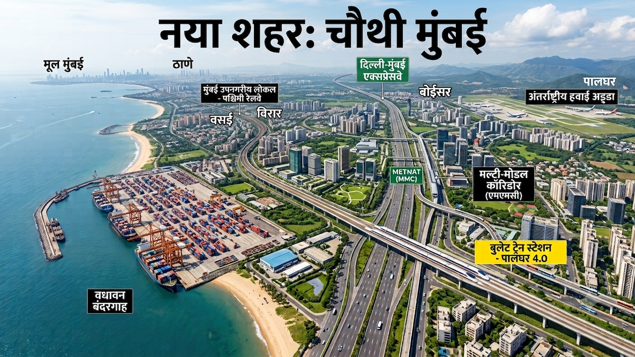 Mumbai 4.0: चौथी मुंबई बसाने की तैयारी, पालघर के विरार-वसई, बोईसर में बसेगा नया शहर, एयरपोर्ट, बुलेट ट्रेन और दिल्ली-मुंबई एक्सप्रेसवे से कनेक्ट