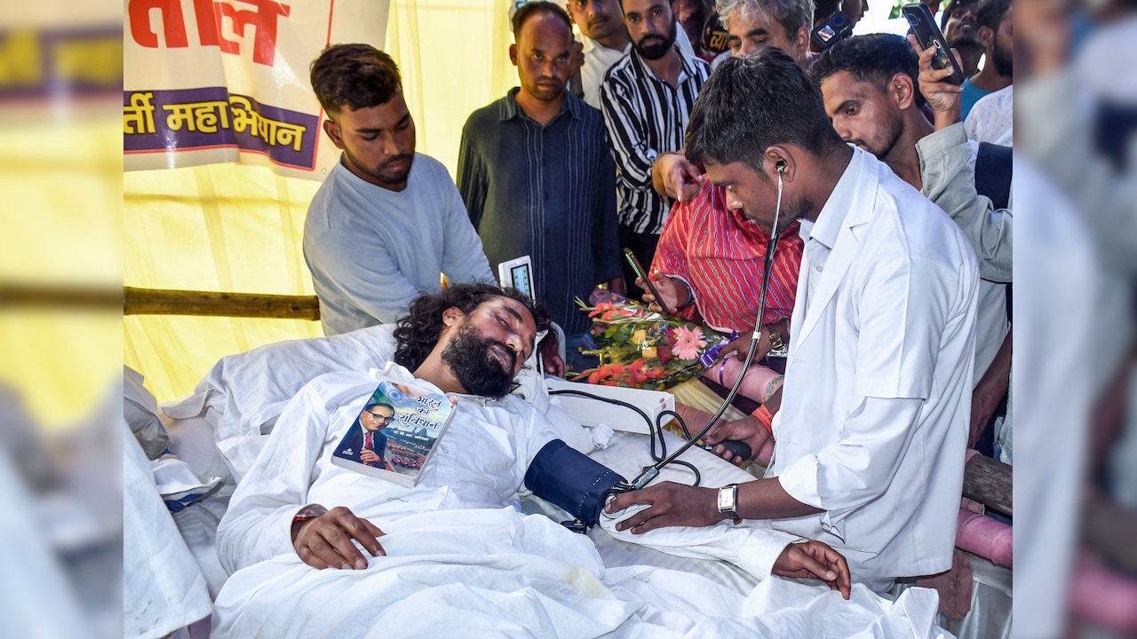 Student leader Devendra Mahato who has been on hunger strike for five days Student leader Devendra Mahato who has been on hunger strike for five days