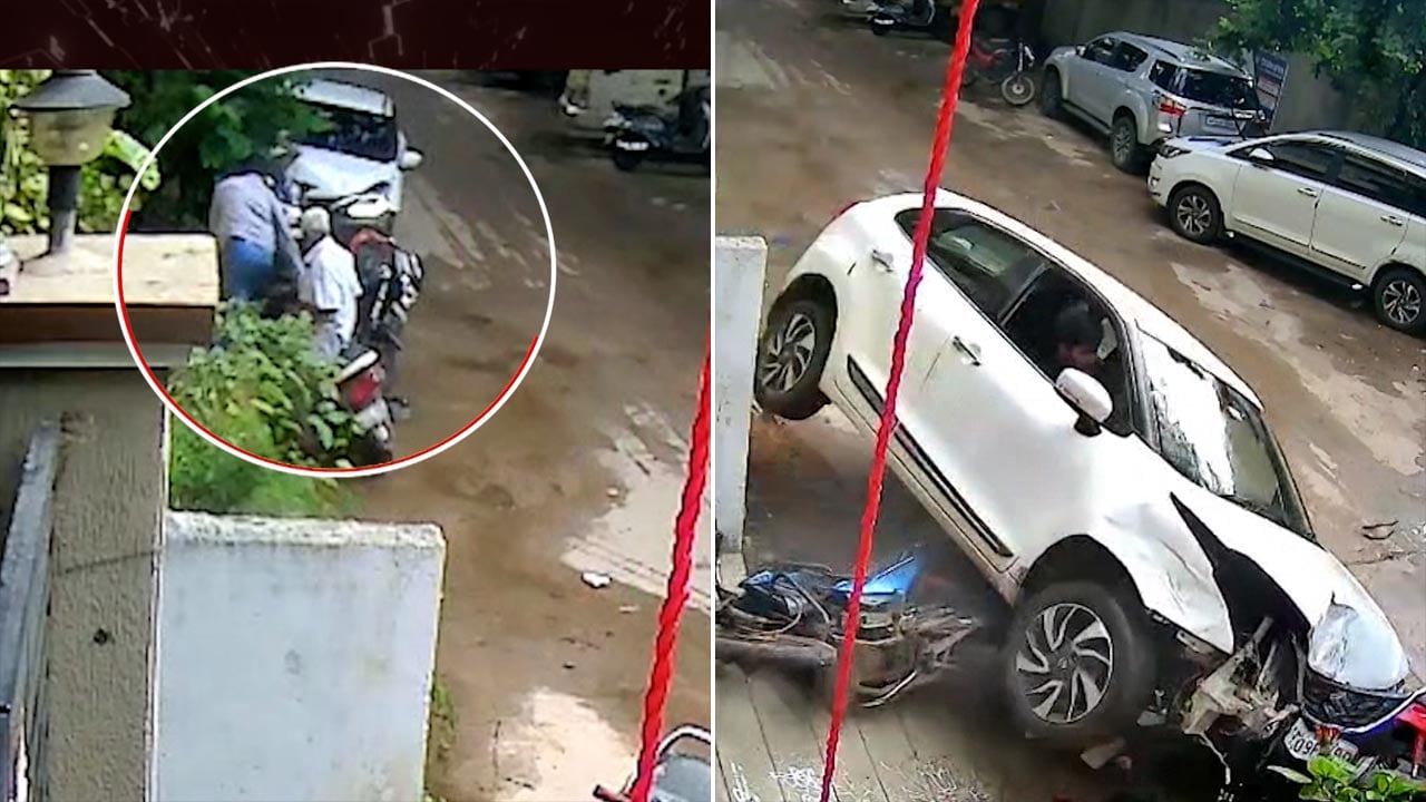 CCTV Captures Minor's Car Crashing Into 7 Bikes In Hyderabad, 2 Injured