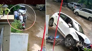 CCTV Captures Minor's Car Crashing Into 7 Bikes In Hyderabad, 2 Injured