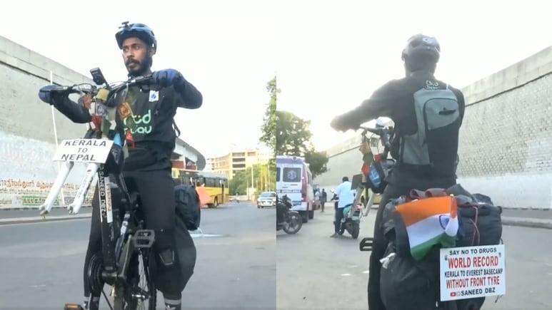 Kerala Man Cycled 7,000 Km Without A Front Wheel. His Goal Is Everest Base Camp