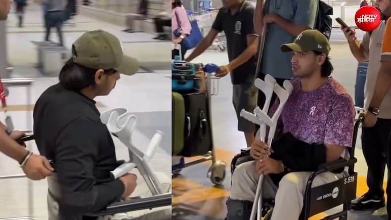 VIDEO: हाथ में बैसाखी, व्हीलचेयर पर नीरज चोपड़ा, चोट की गंभीरता देख चिंतित हुए फैंस