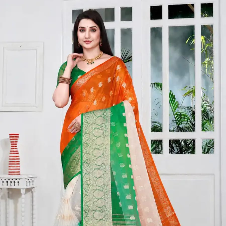 Click here to buy: NAPASARI SBT Dyed Bollywood Organza Saree With Unstitched Blouse Click here to buy: NAPASARI SBT Dyed Bollywood Organza Saree With Unstitched Blouse