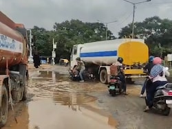 Video: Bengaluru Rider Almost Run Over By Tanker After Bike Hits Pothole