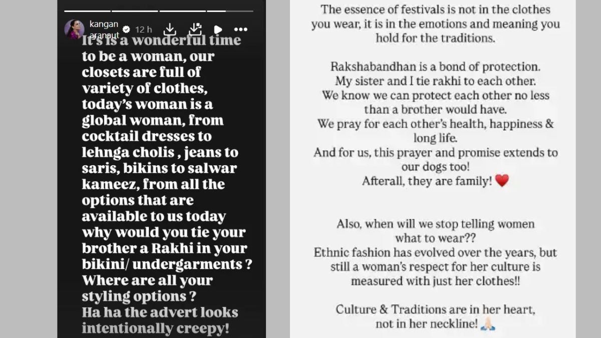 Kangana Ranaut and Kriti Sanons statements on the Rakhi ad row. Photo: Kangana Ranaut, Kriti Sanon/ Instagram