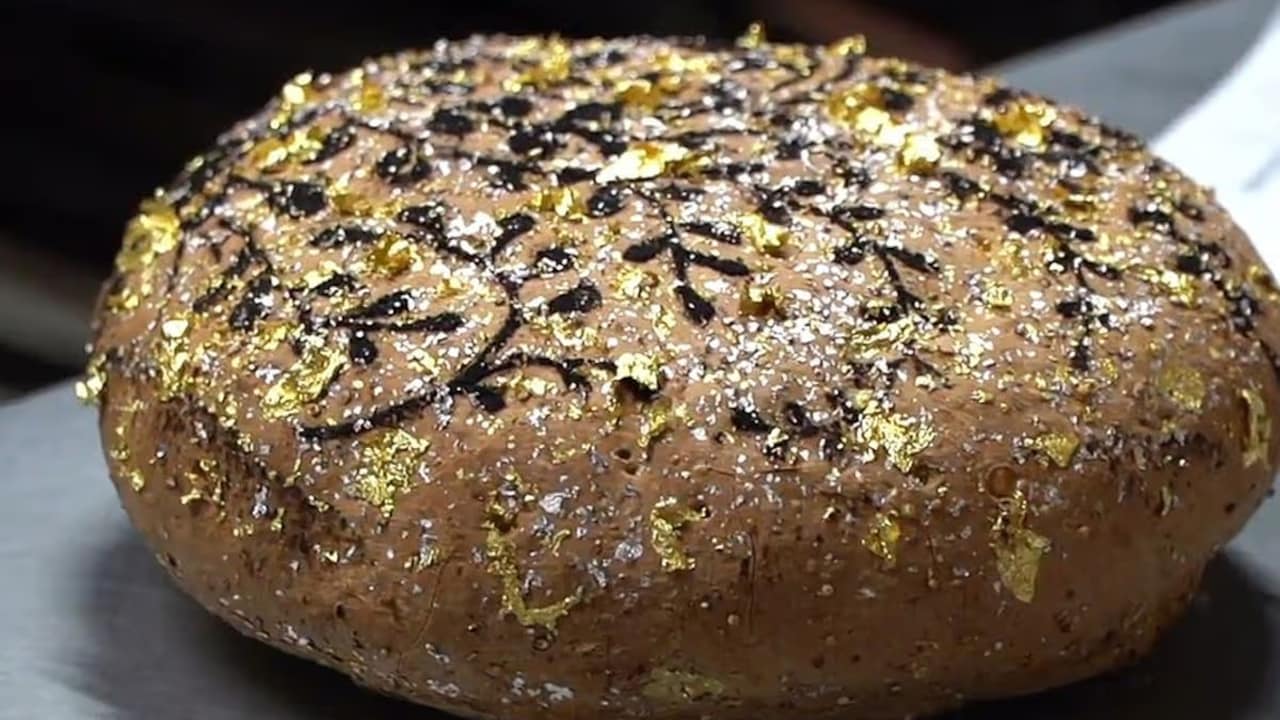 The worlds most expensive bread covered with gold and silver The worlds most expensive bread covered with gold and silver