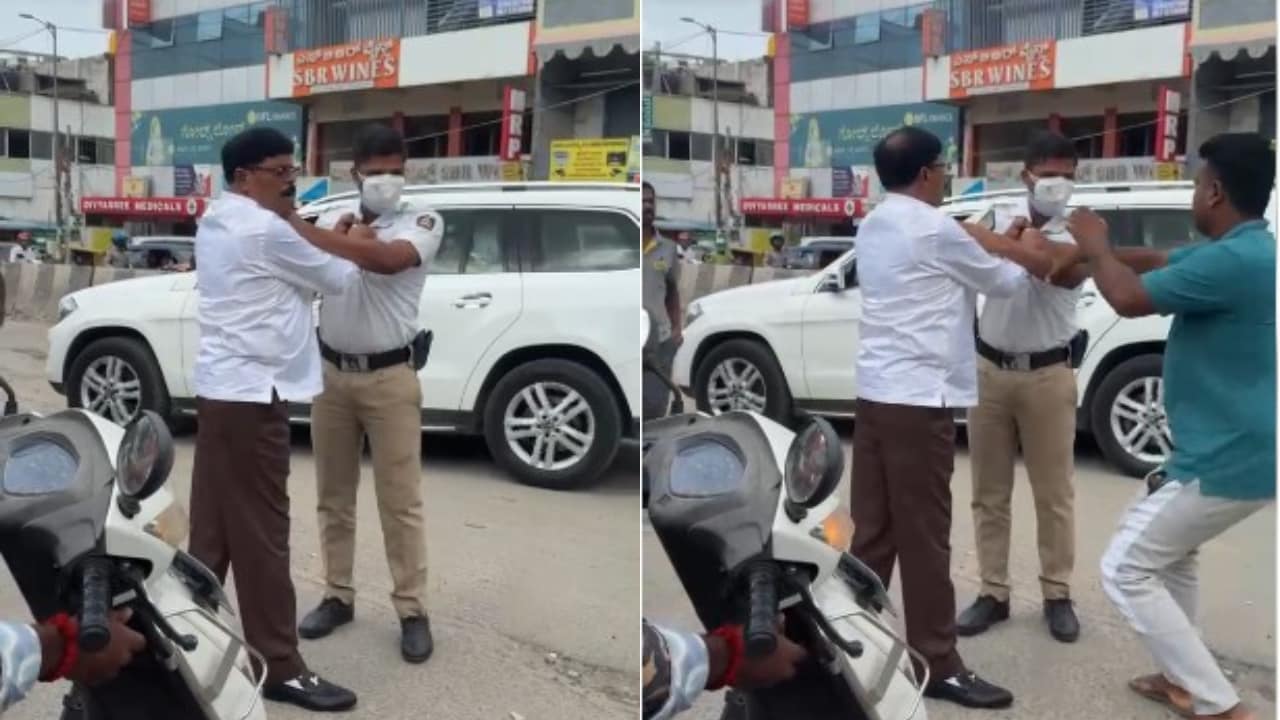 JDS Leader Grabs Traffic Cop By Collar, Tries To Kick Him In Bengaluru