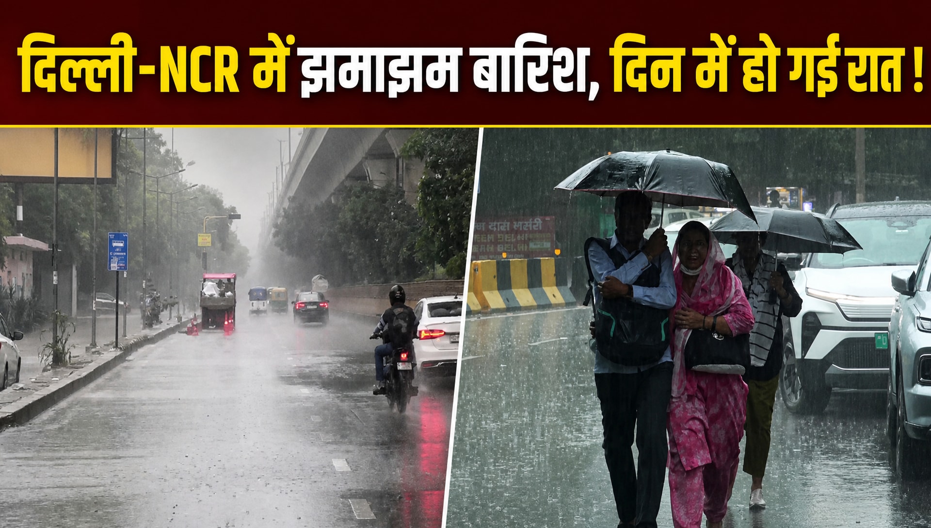 VIDEO: दिल्‍ली से नोएडा तक मूसलाधार बारिश, कई इलाकों में भरा पानी