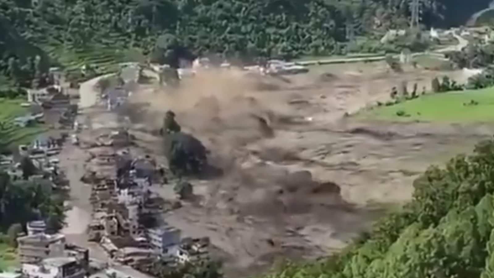 The horrifying footage captures the flood racing through the settlements along the Bhotekoshi and Trishuli rivers. Water and sludge can be seen overtopping the banks and sweeping past buildings, damaging or washing away bridges, roads, and vehicles, and burying areas under thick mud.