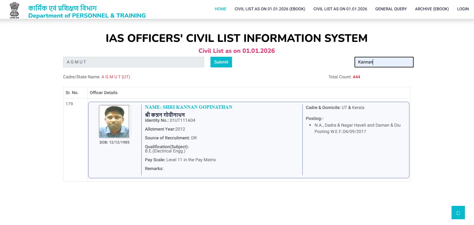 who is ias kannan gopinathan resignation not accepted