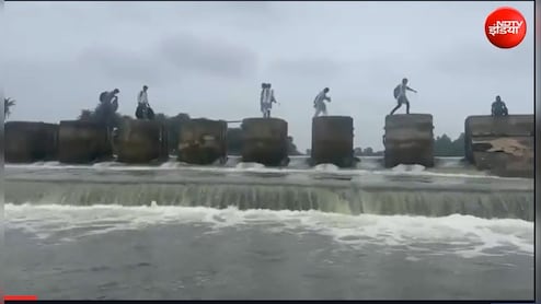 नीचे नदी का तेज बहाव और ऊपर जान दांव पर लगाते छात्र, मध्य प्रदेश के विदिशा से आया खौफनाक वीडियो