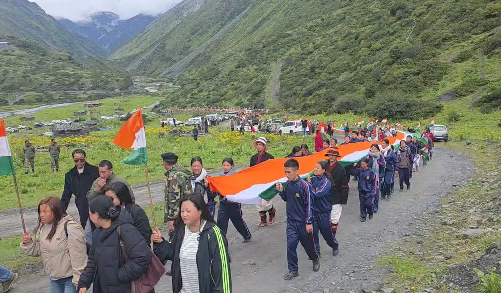 Arunachal villages stage Tiranga yatra near the LAC, carrying a 300-metre tricolour
