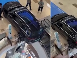 Watch: Mercedes-Benz Display Car Backed Into Mall's Escalator, Hangs Off First Floor