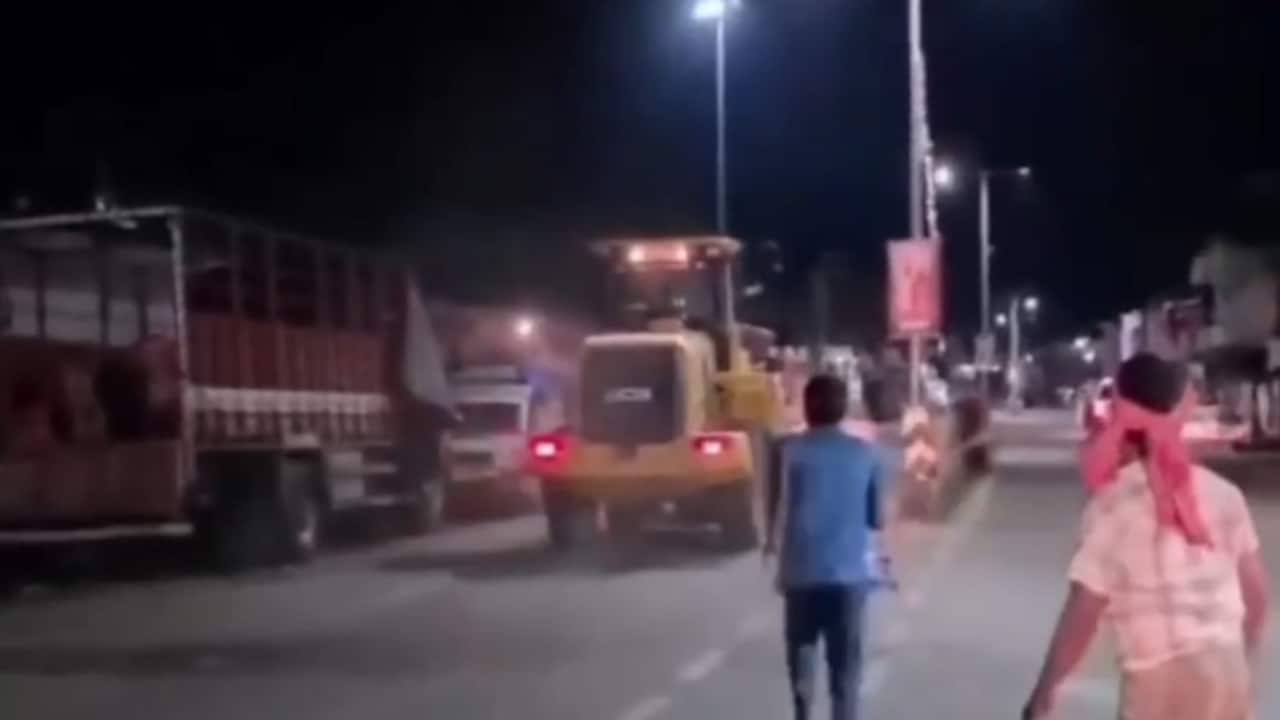On Camera, Man Drives Stolen JCB Through Police Barricades In Dramatic Chase