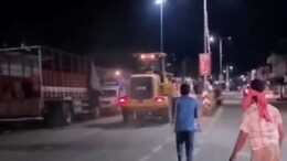 On Camera, Man Drives Stolen JCB Through Police Barricades In Dramatic Chase