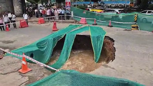 Video: Gurugram Road Caves In Day After Rain, Waterlogging